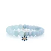 Gold & Sapphire Marquise Eye Flower on Aquamarine