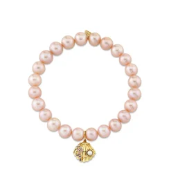 Gold & Sapphire Ombre Clam Shell on Rose Pearls