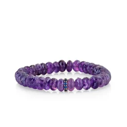 Gold & Sapphire Rondelle on Amethyst
