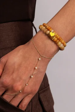 Gold & Sapphire Rondelle on Honey Jade
