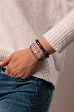 Gold & Sapphire Rondelle on Amethyst