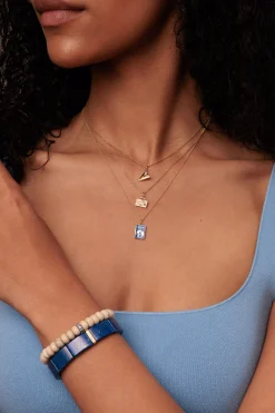 Gold & Sapphire Rondelle on Cream Jasper