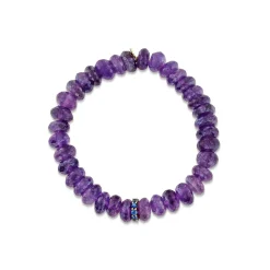 Gold & Sapphire Rondelle on Amethyst