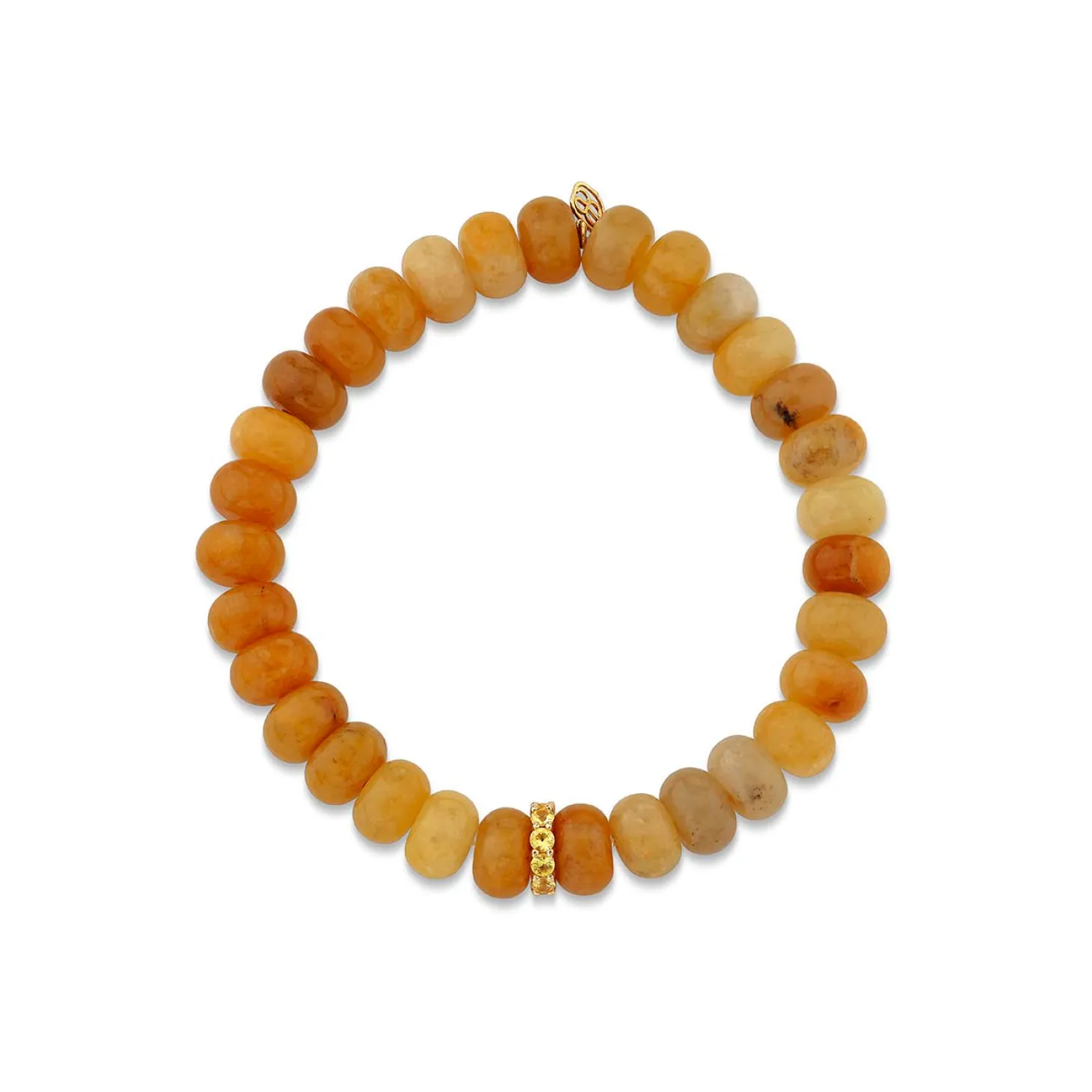 Gold & Sapphire Rondelle on Honey Jade