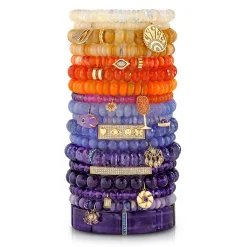 Gold & Sapphire Single Row Spacer On Amethyst