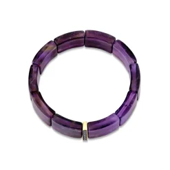 Gold & Sapphire Single Row Spacer On Amethyst