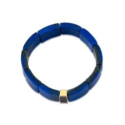 Gold & Sapphire Small Three Row Spacer On Lapis