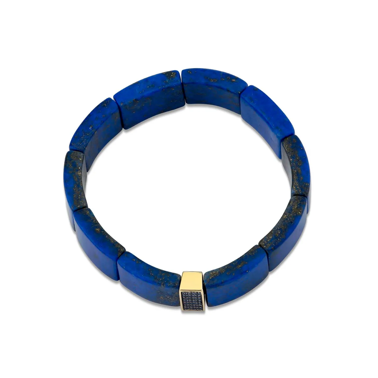Gold & Sapphire Small Three Row Spacer On Lapis