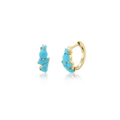 Gold & Turquoise Cocktail Huggie Hoops