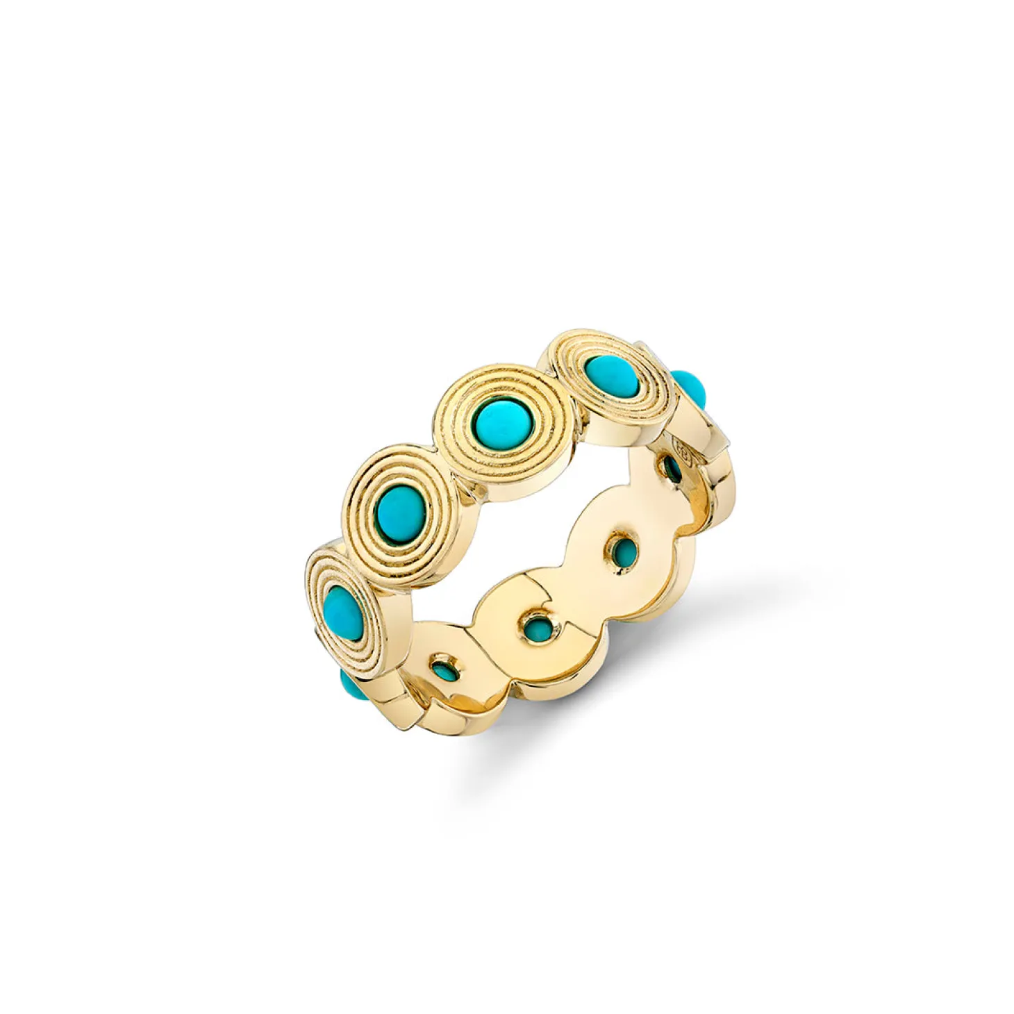 Gold & Turquoise Fluted Eternity Ring