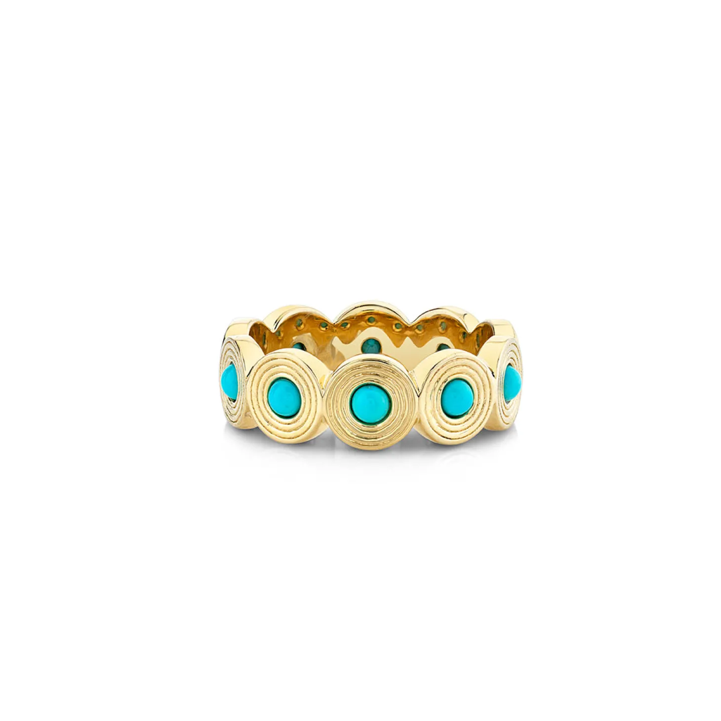 Gold & Turquoise Fluted Eternity Ring