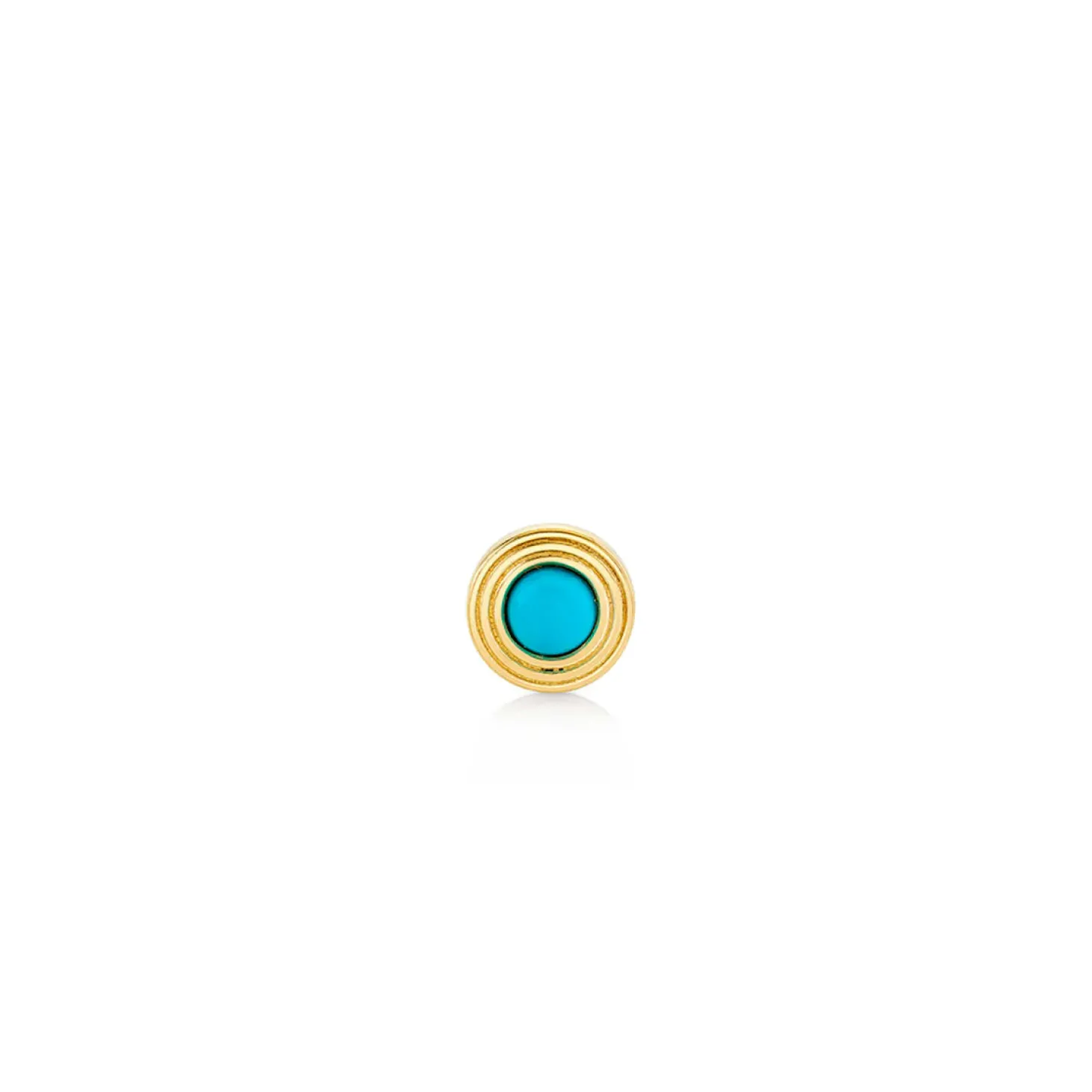 Gold & Turquoise Fluted Single Stone Stud