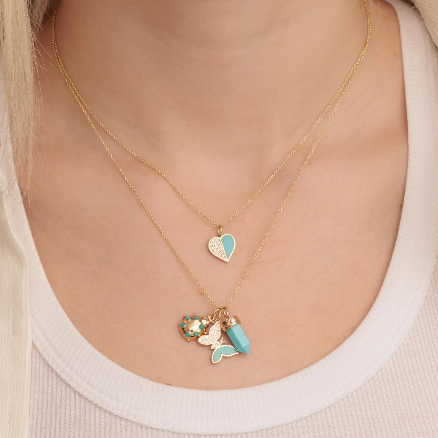 Gold & Turquoise Ladybug Charm