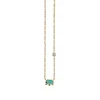 Gold & Turquoise Mini Enamel Elephant Necklace with Bezel Set Diamond