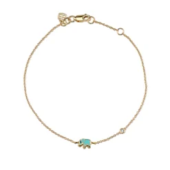 Gold & Turquoise Mini Enamel Elephant Bracelet