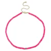 Gold & Turquoise Rondelle Hot Pink Opal Choker