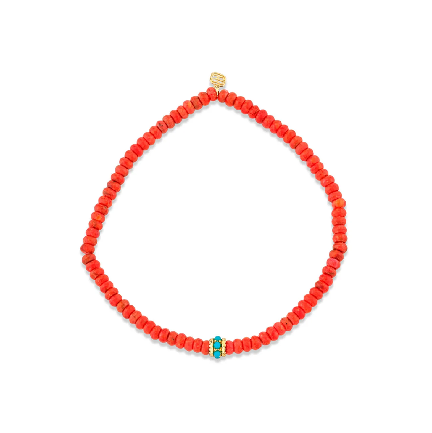 Gold & Turquoise Scallop Rondelle on Red Sea Bamboo