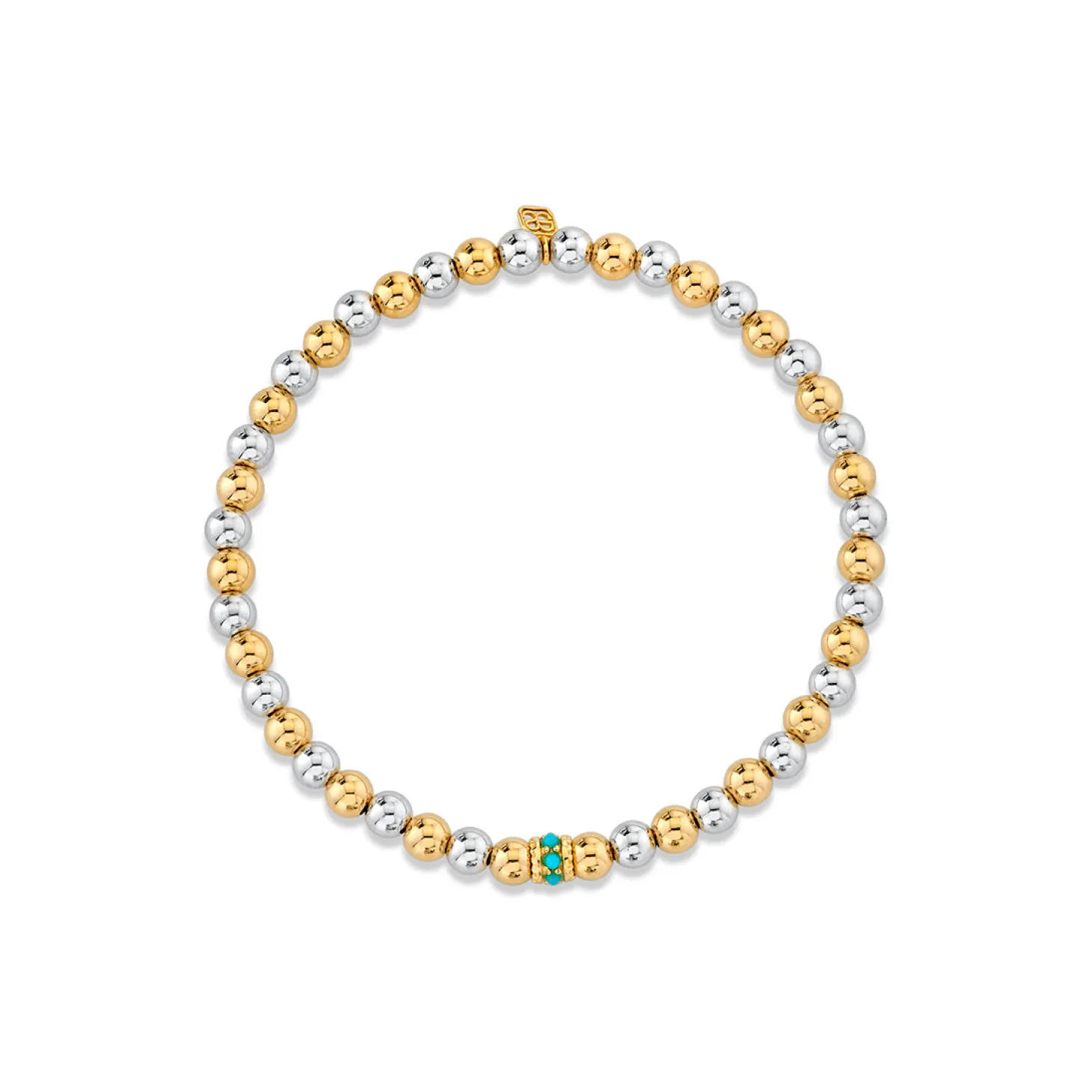 Gold & Turquoise Scallop Rondelle on Two-Tone Gold Beads
