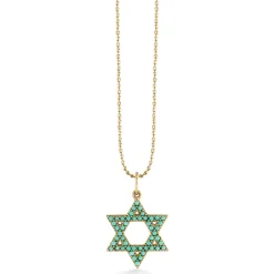 Gold & Turquoise Star Of David Charm