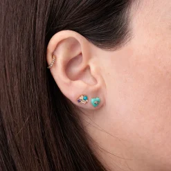 Gold Amethyst & Turquoise Iconography Cluster Stud