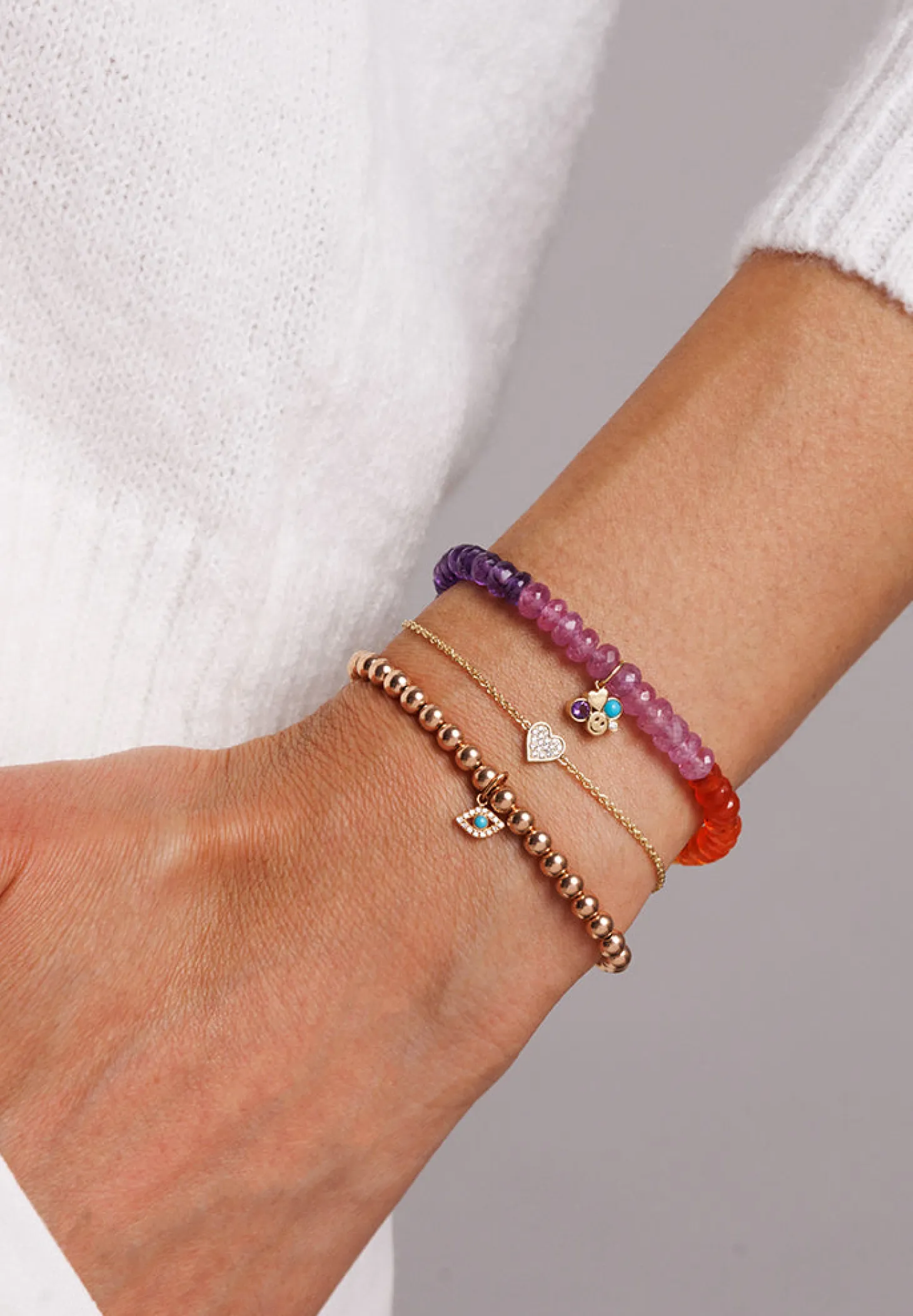 Gold Amethyst & Turquoise Iconography Cluster on Semi Precious Beads