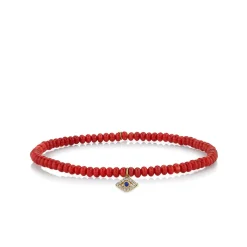 Gold Bezel Sapphire & Diamond Eye on Red Sea Bamboo
