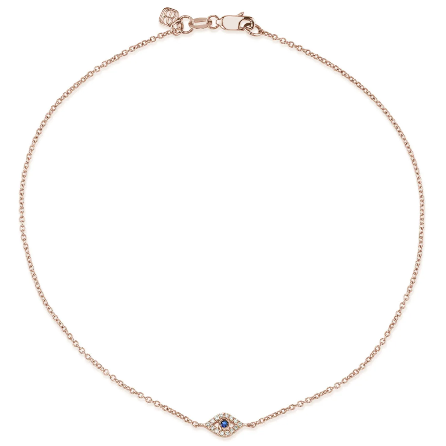 Gold Bezel Sapphire & Diamond Small Eye Anklet