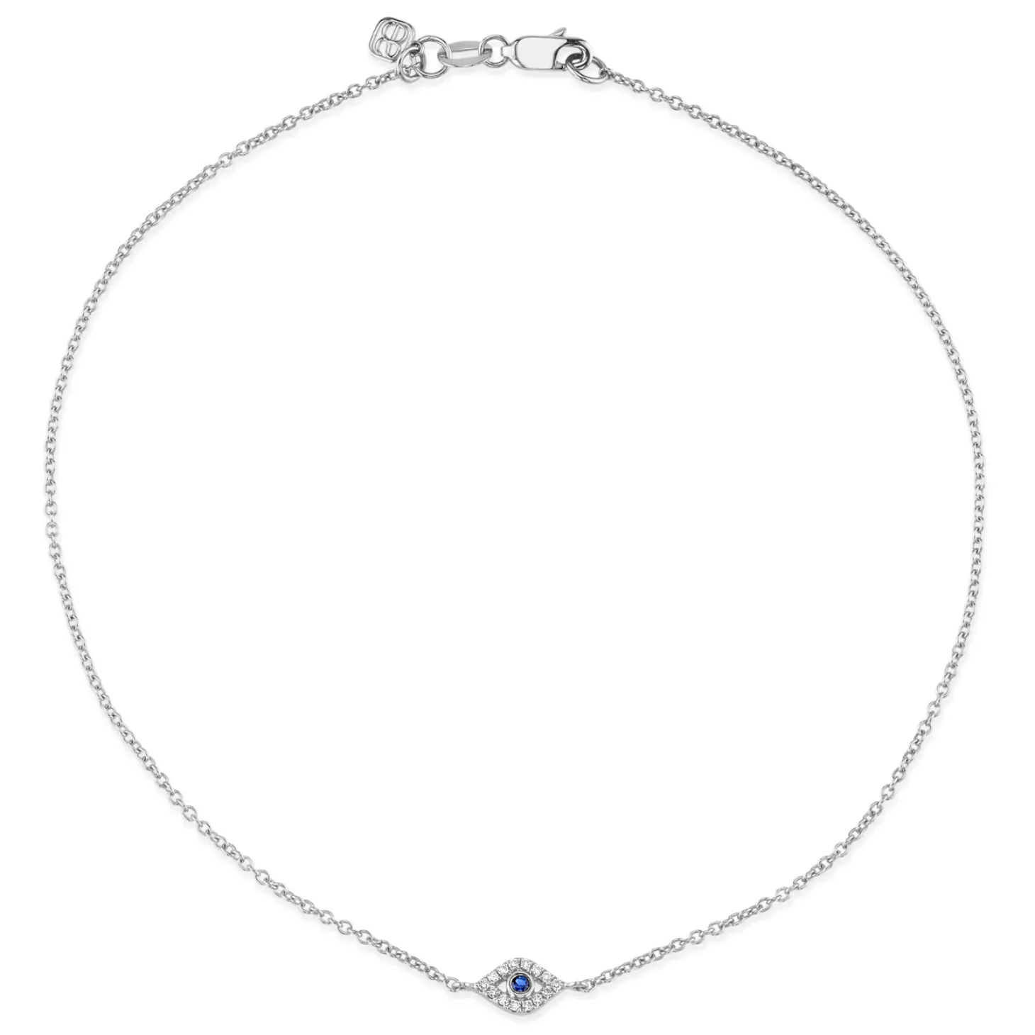 Gold Bezel Sapphire & Diamond Small Eye Anklet