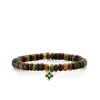 Gold, Diamond & Emerald Mini Moroccan Flower on Black Opal
