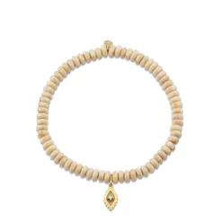 Gold, Diamond & Enamel Fringe Charm on Cream Jasper