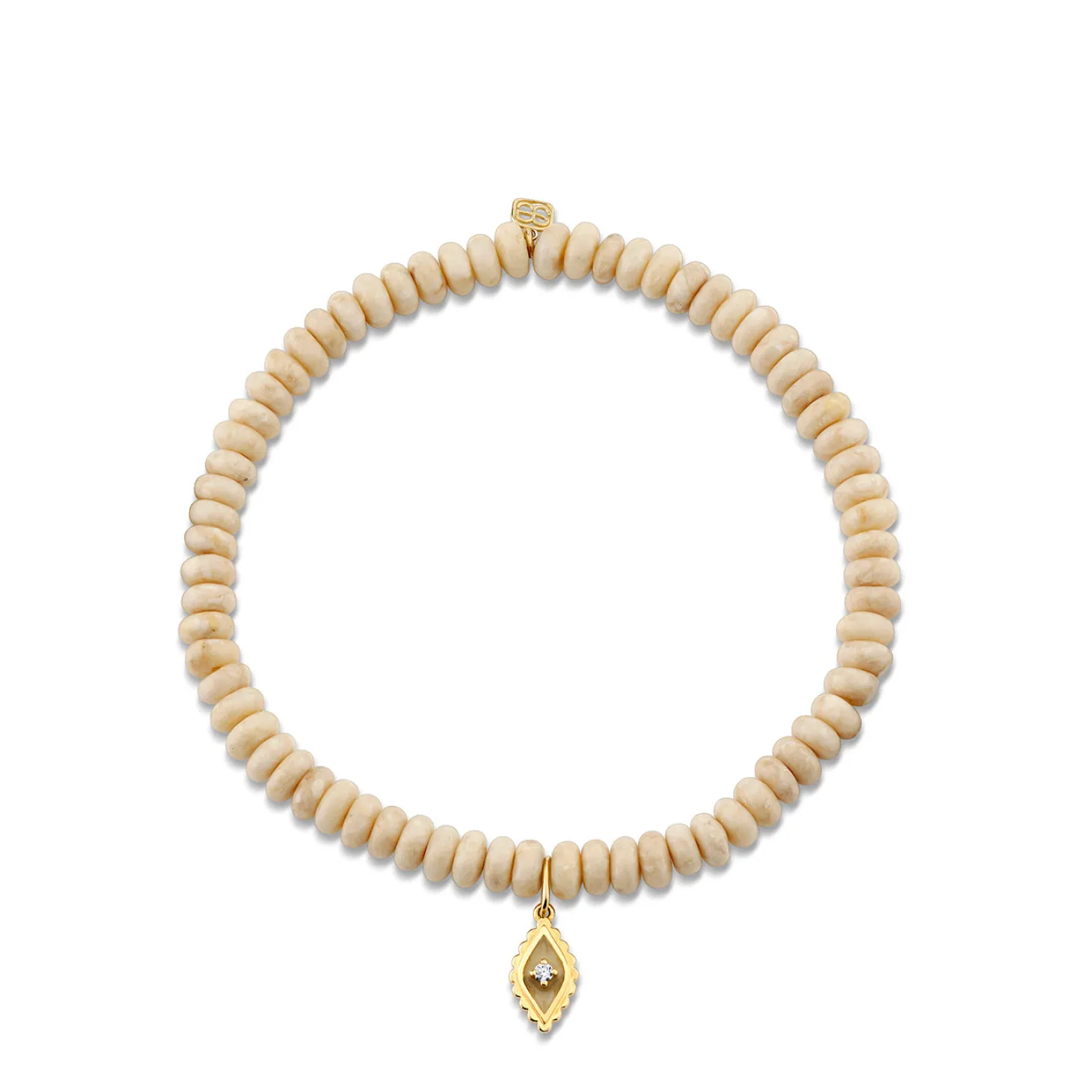 Gold, Diamond & Enamel Fringe Charm on Cream Jasper