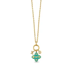 Gold, Diamond & Enamel Love Tableau Moroccan Charm Necklace