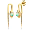 Gold, Diamond & Opal Hanging Snake Pike Earrings