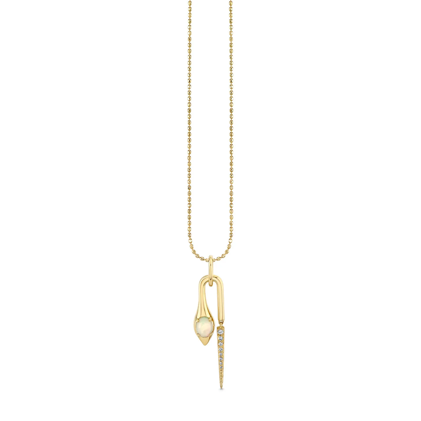 Gold, Diamond & Opal Hanging Snake Pendant