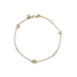 Gold Diamond & Pearl Shell Bracelet