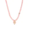 Gold, Diamond & Pink Opal Heart Beaded Necklace