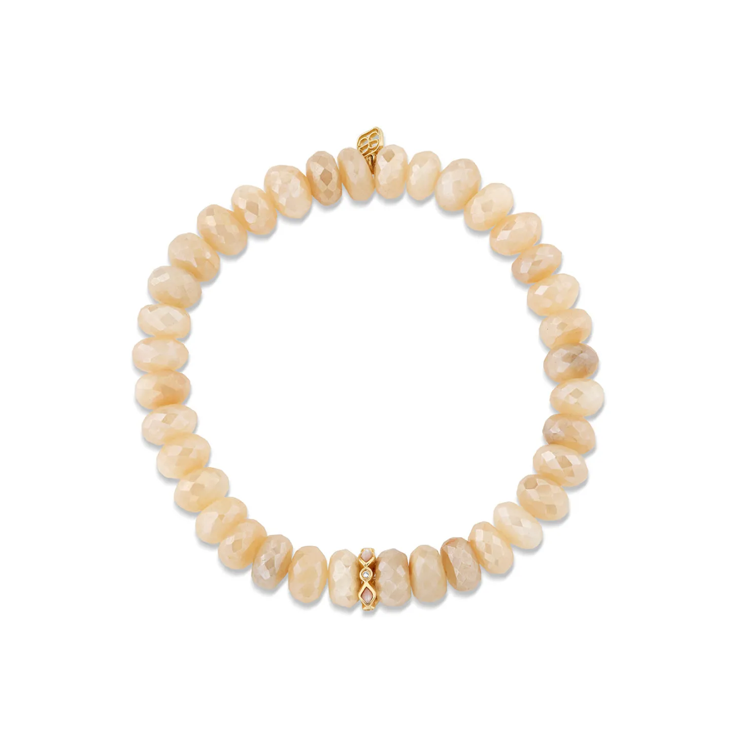 Gold, Diamond & Pink Opal Rondelle on Moonstone