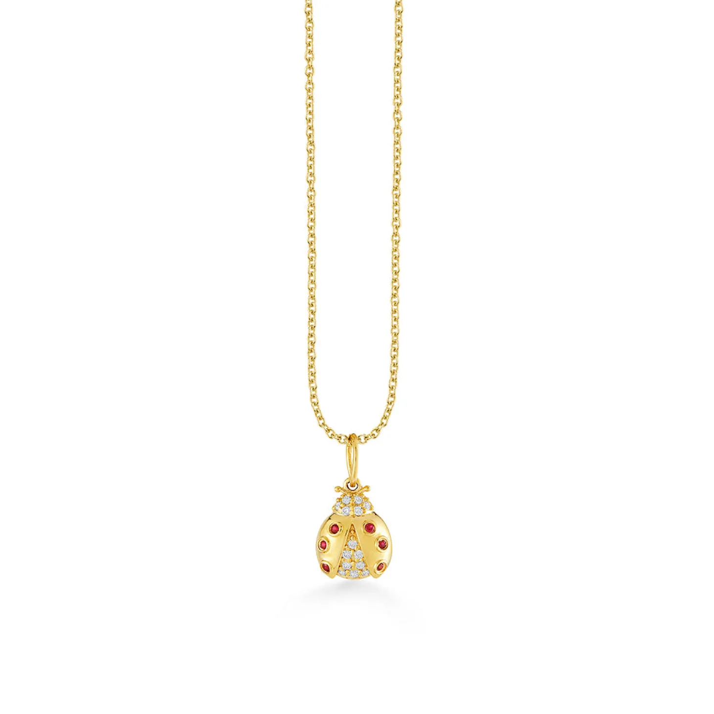 Gold, Diamond & Ruby Large Ladybug With Open Wings Charm
