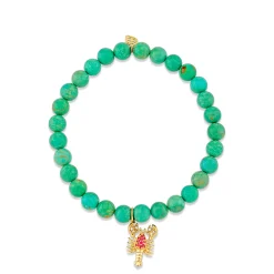 Gold Diamond & Ruby Lobster on Turquoise