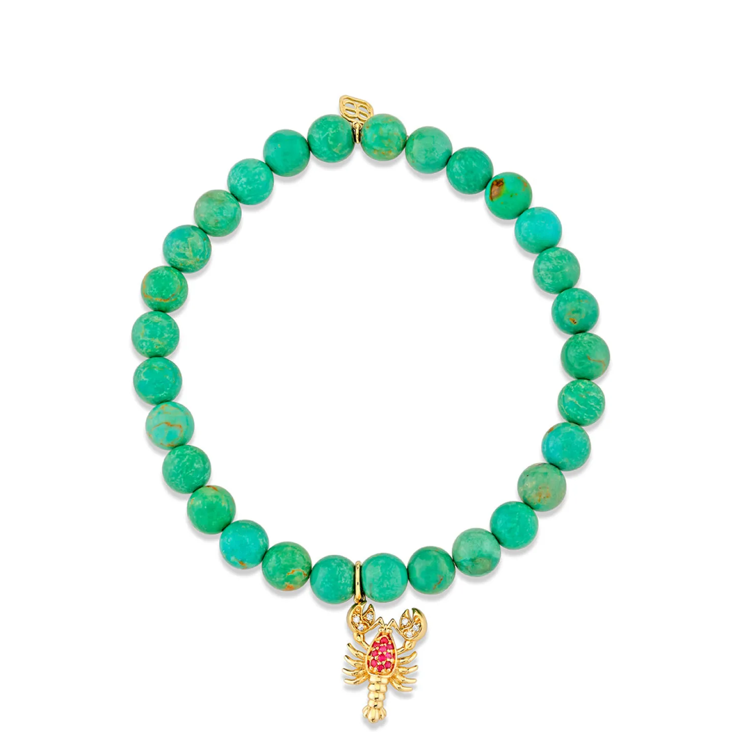 Gold Diamond & Ruby Lobster on Turquoise