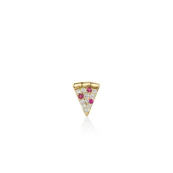 Gold Diamond & Ruby Pizza Slice Stud