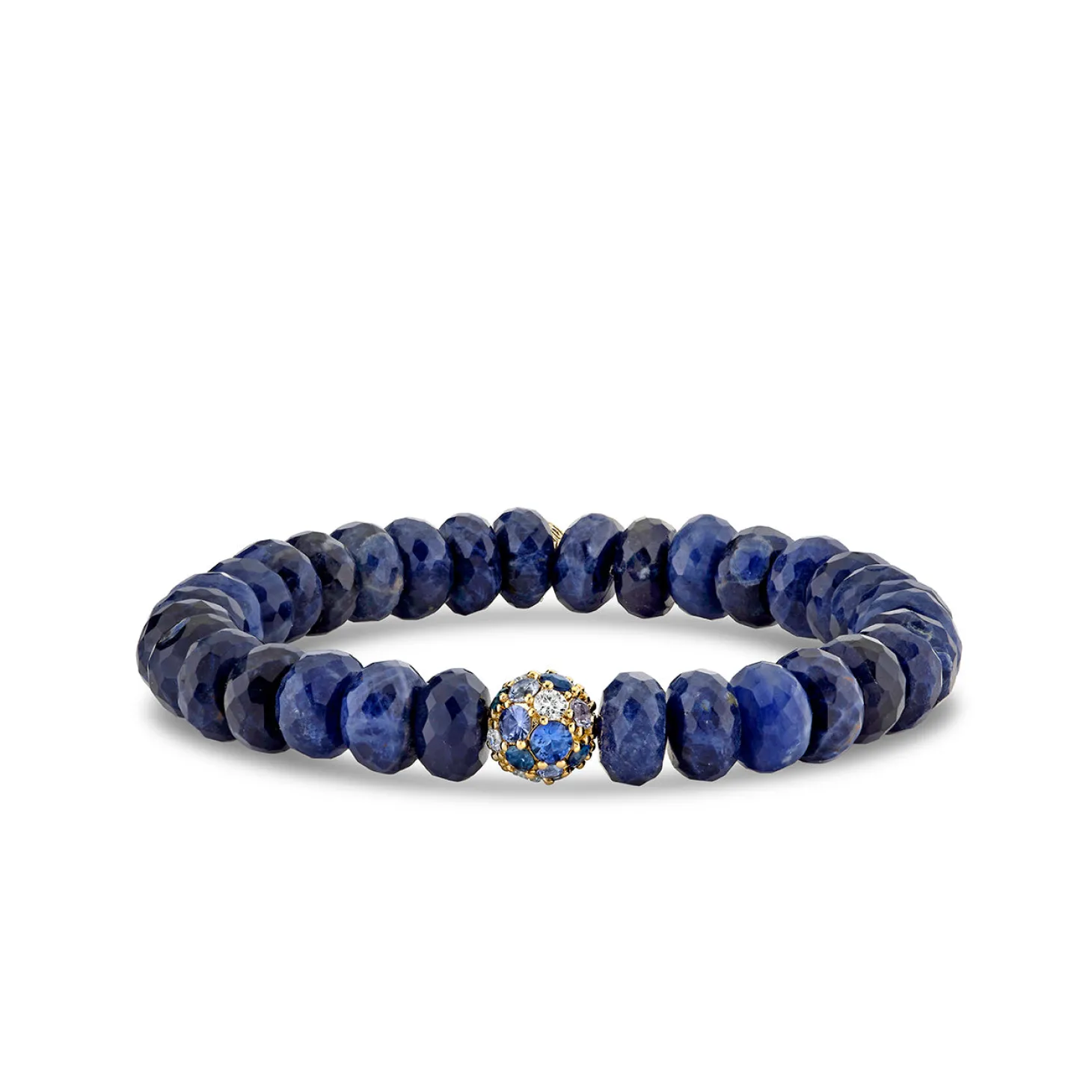 Gold, Diamond & Sapphire 8 mm Cocktail Ball Bead on Sodalite
