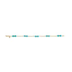 Gold, Diamond & Turquoise Bead Station Bracelet