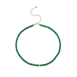 Gold, Diamond & Turquoise Pave Rondelle Aventurine Choker