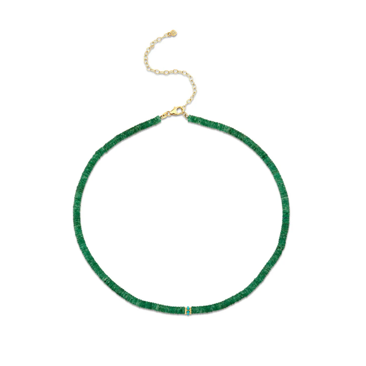 Gold, Diamond & Turquoise Pave Rondelle Aventurine Choker