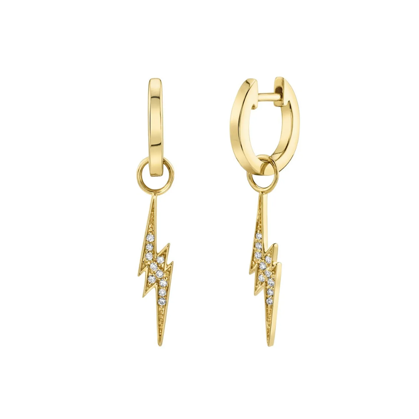 Gold Huggie Hoop and Lightning Bolt Charm Hoops