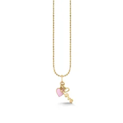 Gold Love & Heart Charm Necklace