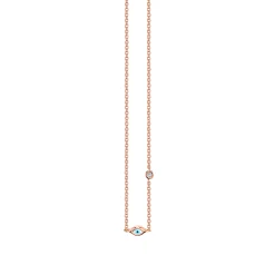 Gold Mini Enamel Eye Necklace with Bezel-Set Diamond