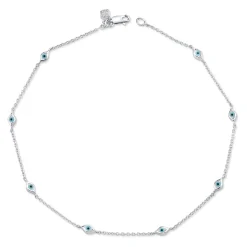 Gold Multi Mini Enamel Eye Anklet