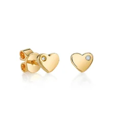 Gold Plated Sterling Silver Heart Stud Earrings